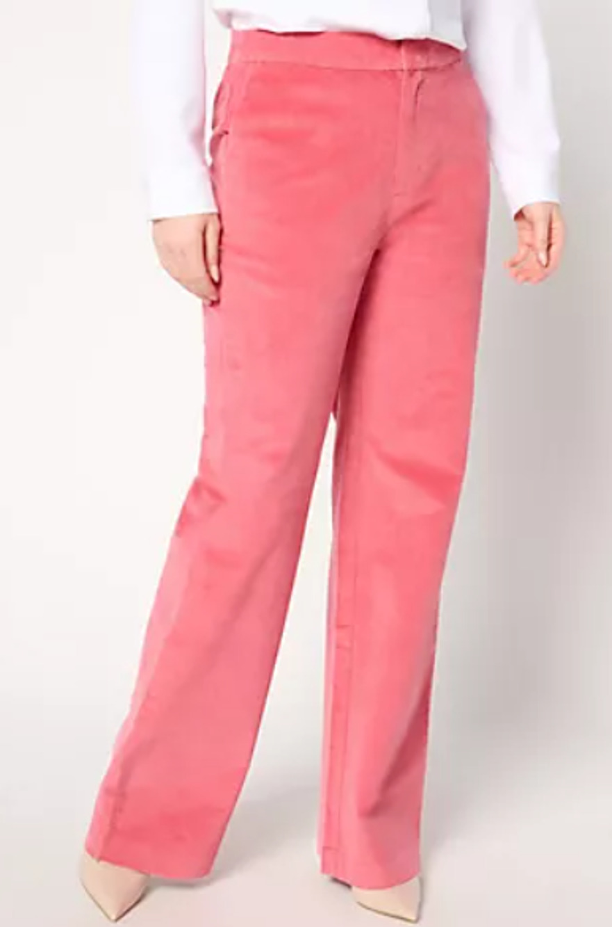 BEAUTIFUL Lawrence Zarian Sz 10 Wide Leg Corduroy Pants Dark Rose Pink A667191